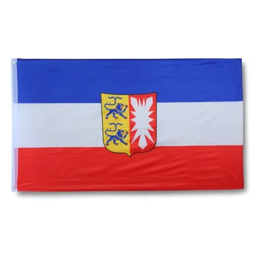 Sonia Originelli premium Fahne für jede Gelegenheit - hissfertig & wetterfest -Größe: ca. 90 x 150 cm, Farbe: Schleswig-Holstein