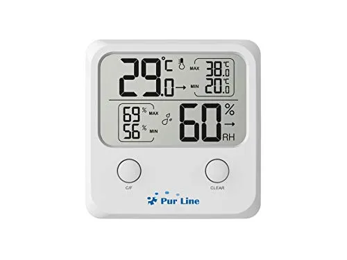 PURLINE | Digitale Wetterstation für Innenräume – Station mit LCD-Display zur Messung von Temperatur und Luftfeuchtigkeit, kompaktes Raumklimamessgerät für Zuhause, Büro oder Studentenwohnheim