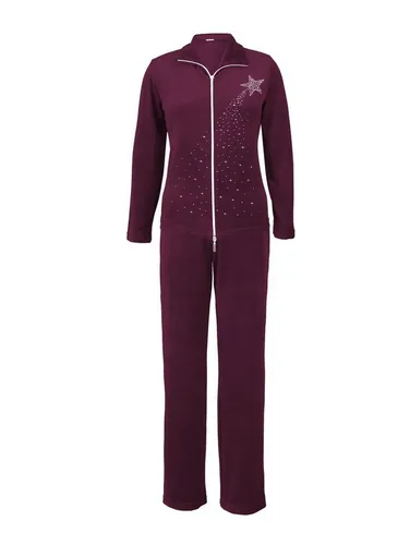 RAIKOU Hausanzug Damen Velours Nicki Freizeitanzug Fitnessanzug Hausanzug Jogginganzug (mit Reißverschluss und Glitzersteinen) smartweiche Nicki mit Glitzersteinen