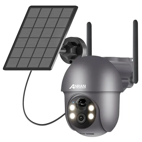 ANRAN 2K Überwachungskamera Aussen Akku WLAN - Kabellose 360° Überwachungskamera mit Solarpanel und PIR Bewegungsmelder für reduzierte Fehlalarme. Ideal für Sicherheit im Außenbereich, auch bei Nacht dank Nachtsicht und Flutlicht.