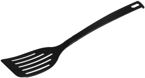 Fackelmann Schlitzwender Nero – Hitzebeständiger Kunststoffwender, 320x66x12mm, Spülmaschinenfest, Schwarz, Made in Germany