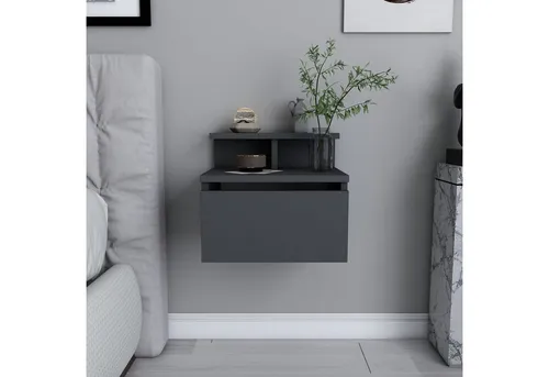 Scandinavia Concept Nachttisch in Anthrazit - Modernes Design für Ihr Schlafzimmer - Stylischer Nachttisch aus melaminbeschichteter Holzfaserplatte mit 2 Ablageebenen und 1 Schublade. Ideal für eine funktionale und dekorative Einrichtung. Lieferung erfolgt teilzerlegt.