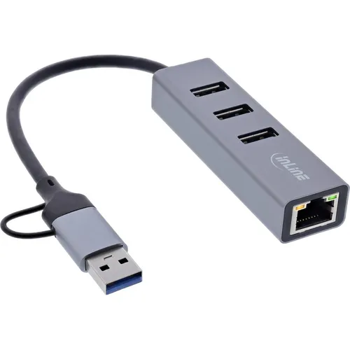 InLine 4in1 Gigabit Hub (USB-C, USB-A, 4 Ports)