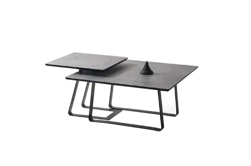 Modernes Couchtisch-Set in Grau – 2-teilig - Stilvolles Couchtisch-Set für das Wohnzimmer, bestehend aus einem quadratischen Tisch (80x80x45 cm) und einem Beistelltisch (42x42x55 cm). Hergestellt aus robustem MDF, ideal für moderne Wohnräume.