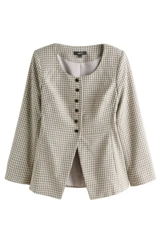 Next Jackenblazer Karierte Jacke ohne Kragen (1-tlg)