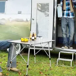 Woltu Campingtisch 120x68.5cm für 4-6 Personen - Aluminium Campingtisch, leicht und höhenverstellbar, ideal für Camping und Outdoor-Aktivitäten, mit stabiler Konstruktion und Tragfähigkeit von 50 kg.