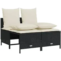 vidaXL 4-tlg. Garten-Sofagarnitur mit Kissen Schwarz - Gartenmöbel aus langlebigem PE-Rattan, ideal für entspannte Stunden im Freien. Mit bequemen, waschbaren Kissen und stabilen Rahmen für höchsten Komfort und Haltbarkeit.