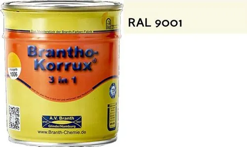 Brantho Korrux 3in1 Rostschutzfarbe - Primer, Rostschutz und Lack RAL 9001 - cremeweiss - Decklacke & Klarlacke, 3-in-1 Lösung für optimalen Metallschutz, ideal für langlebige Ergebnisse