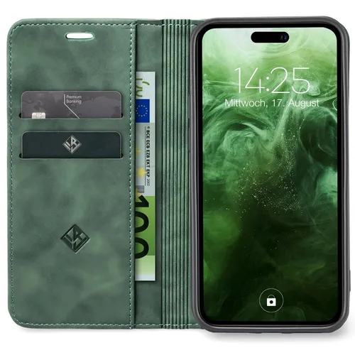 Handy Hülle für Apple iPhone 15 Klapp Magnet Smartphone Cover Case Grün
