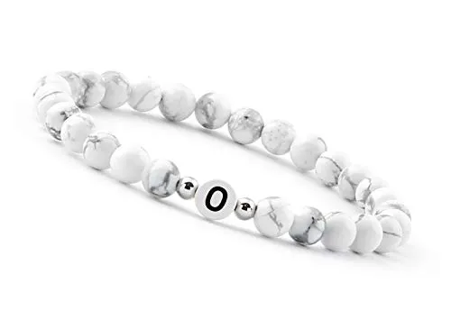 GD GOOD.designs Pärchen Armband mit Buchstaben O | Partnerarmband aus Howlith Perlen (Buchstabe O)