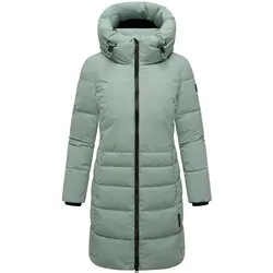 Navahoo Steppmantel Mondnebel XIV - Langer, gesteppter Damen Wintermantel in mint, windabweisend und wärmend, ideal für kalte Tage. Mit hochschließendem Kragen und praktischen Taschen.