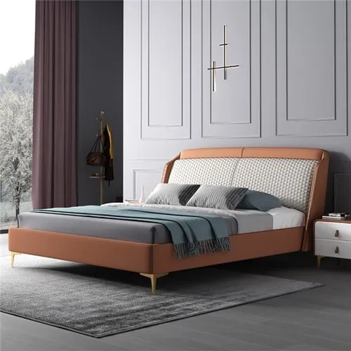 Luxus Polsterbett 180x200cm aus Leder für Schlafzimmer
