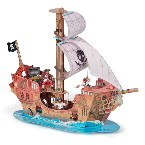 Papo 60256 - Piratenschiff - Gesellschaftsspiel mit dem berühmten Piratenschiff Blackbeard, ideal für fantasievolles Spielen und Schatzsuchen auf hoher See. Fördert die Kreativität der Kinder!