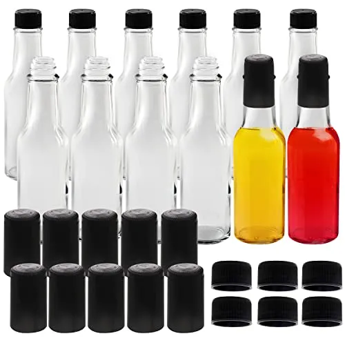 BELLE VOUS Kleine Flaschen aus Klarglas (12 Stk) - 150 ml für Öl, Soßen & Likör - Essig- & Ölspender: Wiederverwendbare Glasflaschen mit luftdichten Schraubdeckeln, ideal für die Aufbewahrung von Ölen, Essigen und Saucen. Perfekt für Gastronomie oder zuhause.