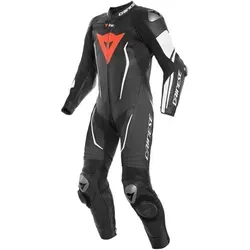 Dainese Misano 2 D-Air® Airbag 1-Teiler Perforierte Motorrad Lederkombi, schwarz/weiß, 44