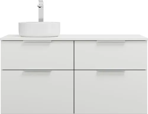 burgbad Eqio Keramik-Aufsatzwaschtisch rund, links, inklusive Waschtischunterschrank, Breite 1200mm, SGUW120LF2009C0001G0146