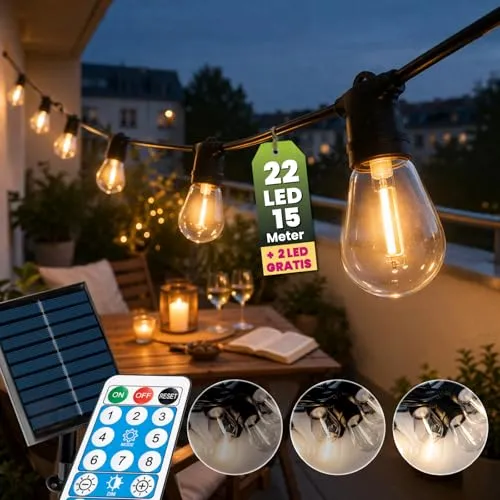 Lumiled Solar Lichterkette Außen 15m mit Fernbedienung in schwarz von Lumiled