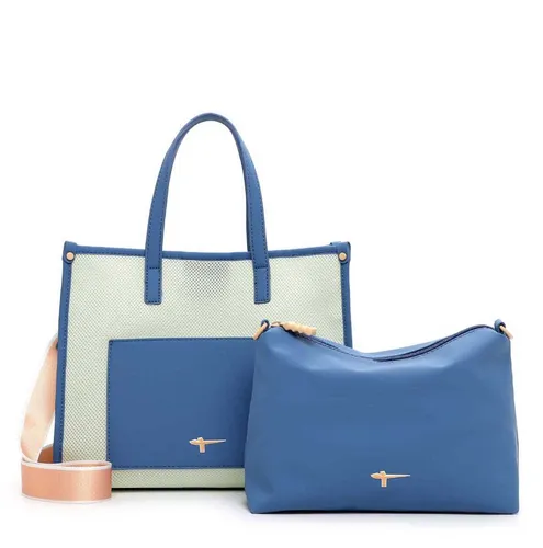 Tamaris Bag in Bag Tasche 33762 500 Shopper - Damentasche in Blau mit orangefarbenem Innenfutter, ideal für Beruf, Freizeit oder Reisen. Mit abnehmbaren Trägern und viel Stauraum (32x29x16 cm)!
