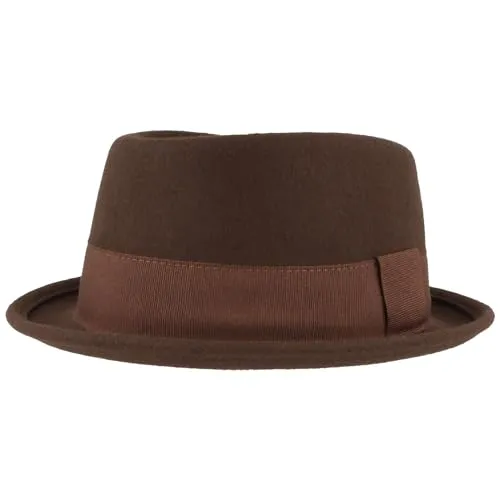 Breiter Rollbarer Filzhut Diamond Wollhut Wasserabweisend Pork Pie Hut knautschbar Dunkelbraun XL