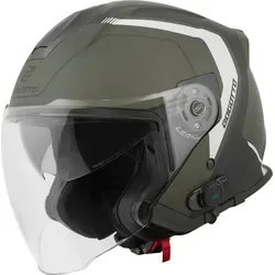 Bogotto Motorradhelm H586 BT Illus Bluetooth Jethelm, integriertes Kommunikationssystem,integriertes Sonnenvisier schwarz XS
