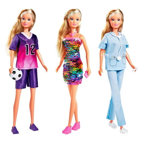 Simba 105733581 Spielzeug - Steffi Puppe 29 cm mit 3 Outfits, inklusive Farbwechsel-Paillettenkleid und umfangreichem Zubehörset
