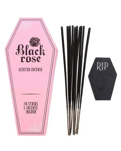 Horror-Shop Dekofigur Schwarze Rosen-Räucherstäbchen mit Sarghalter
