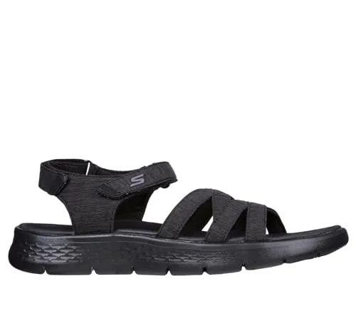 Skechers Damen Go Walk Flex Sandale, Schwarz, 41 EU - Leichte Sandale mit konturiertem Komfort-Fußbett und reaktionsfreudiger Dämpfung. Ideal für den täglichen Einsatz, bietet sie Flexibilität und einen modischen Look.