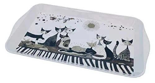 Fridolin Rosina Wachtmeister Tablett Cats Sepia groß ca. 32x2x19cm aus robustem Metall