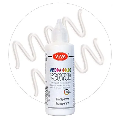 Viva Decor Window Color KONTUR (Transparent, 90 ml) Fenstermalfarben für wieder abziehbare Bilder und Sticker für Deko, Spiegel, Fliesen, Vasen und Fenster - Made in Germany