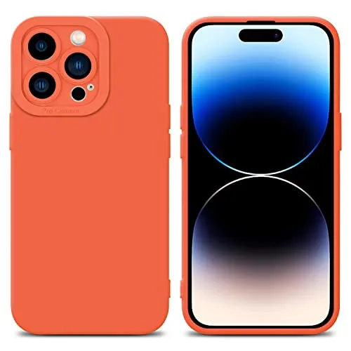 Cadorabo Hülle kompatibel mit Apple iPhone 14 PRO Schutzhülle TPU Silikon Case Liquid Design mit Kameraschutz Slim Kratzfest Weiche Gummi mit Rundumschutz Case Hülle für iPhone 14 PRO in Orange