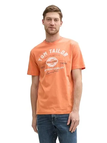 TOM TAILOR Herren T-Shirt aus Baumwolle mit Logo-Print