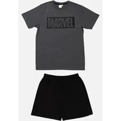 Marvel Schlafanzug für Herren - Kurzarm Pyjama Set Grau/Schwarz - Schlafanzüge für Herren, 100% Baumwolle für höchsten Tragekomfort und kühle Nächte, ideal für den Sommer.