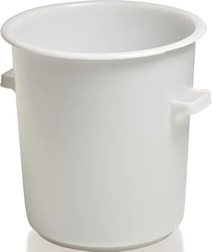 Kunststoffbehälter rd.75l HD-PE weiß mit Außengriff - Frischhaltedosen, formstabil und bruchfest, ideal für Lebensmittel, temperaturbeständig von -30 °C bis +40 °C, stapelbar und leicht zu reinigen.