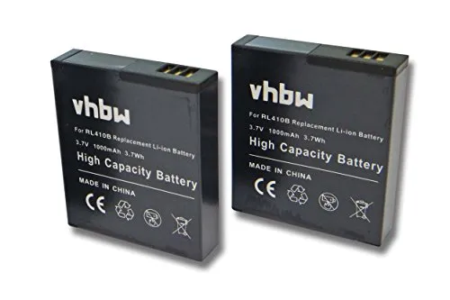 vhbw 2X Akku kompatibel mit Rollei Actioncam 230, 410, 240, 400 Videokamera Camcorder (1000 mAh, 3,7 V, Li-Ion)