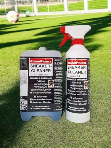 Cleanprince Sneaker Cleaner 2,5 Liter | Effektiver Reiniger für Schuhe - Der Cleanprince Sneaker Cleaner sorgt für strahlende Sauberkeit bei Schuhen und Sohlen. Einfach aufsprühen, einwirken lassen und abwischen. Ideal gegen hartnäckige Flecken und Vergilbungen. Perfekt für Sneaker und Sportschuhe.