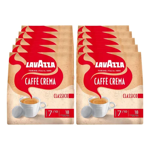 Lavazza Kaffee Pads Classico - 180 Pads im 10er Pack - Kaffeepads für aromatischen Genuss, ideal für Kaffeepad-Maschinen. Starke 6 von 10, biologisch abbaubare Filter, höchste Qualitätsstandards.