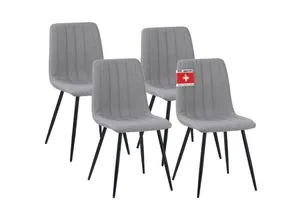 Albatros GARDA Esszimmerstuhl 4er Set grau - Stilvolles Vintage Design, bequeme Polsterung und robuster Stoffbezug für ein modernes Wohnambiente. Ideal für gesellige Abende am Esstisch.