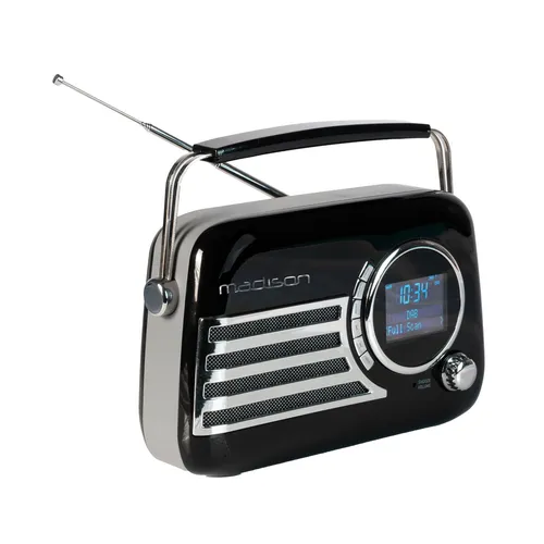 Madison FREESOUND-VR40BK-DAB Vintage DAB+ Radio - Radios: Retro DAB+ Radio mit langer Akkulaufzeit, Bluetooth und USB-Anschluss für besten Klang und nostalgisches Flair.