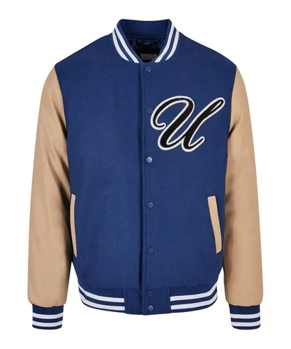 Urban Classics Herren Big U College Jacket - Funktionsjacke im sportlichen College-Style, aus hochwertiger Wollmischung, mit kontrastierenden Kunstlederärmeln und weichem Taftfutter für optimalen Tragekomfort.
