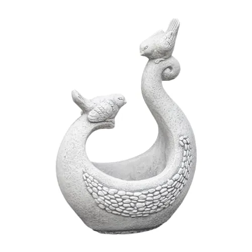 gartenfigur Liebevolle Pflanzschale mit Zwei Vögel - Garten-Zubehör, frostfeste Pflanzschale für ganzjährige Bepflanzung mit zwei dekorativen Vögeln, ideal für fröhliche Akzente im Garten.