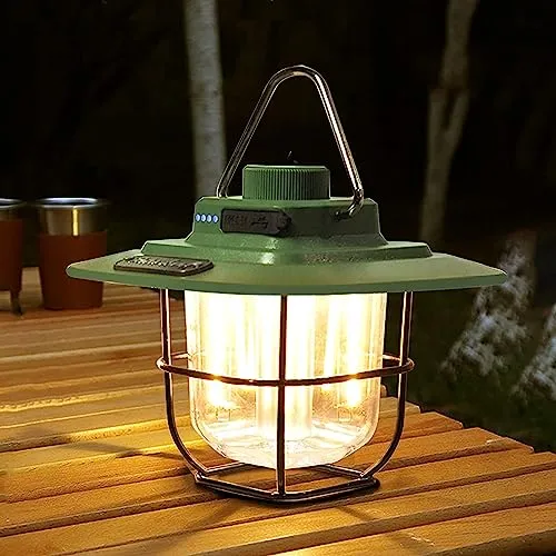 LED Campinglampe Aufladbar Dimmbar Vintage Wasserdicht Campinglaterne Akku Campingleuchte Laterne Campinglicht für Camping Wandern Notfall Angeln Stromausfällen