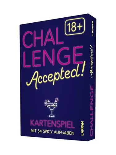 Challenge Accepted! 18+: Spicy Partyspiel für Erwachsene - Entdecke 54 aufregende Aufgaben für unvergessliche Partynächte! Mit Fotoaufgaben, Trinkspielen und spannenden Wahrheit-oder-Pflicht-Karten sorgt dieses Spiel für jede Menge Spaß.