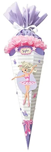 Ursus 9870015 - Bastelset Easy Line Fantasy Ballerina, 6-eckig, aus vorgestanzter 3D-Colorwellpappe 260 g/qm, 68 cm, Durchmesser ca. 20 cm, zum Basteln Einer individuellen Schultüte, bunt