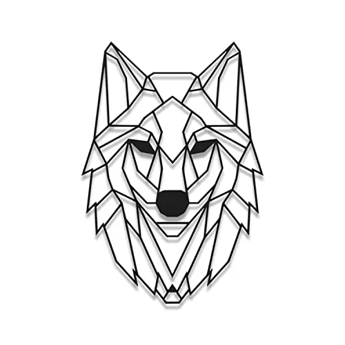 tuning-art WB05 Wanddekoration | Deko Metallschild | Stahl | Massiv | geometrische Wandkunst, Farbe:Wolf Schwarz