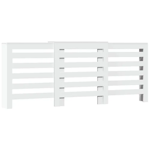 vidaXL Heizkörperverkleidung Weiß 205x21,5x83,5 cm - Zubehör für Klima & Heizen, stilvolle Holzwerkstoff-Heizkörperabdeckung mit modernem Latten-Design und zusätzlichem Ablageplatz für Dekoartikel.