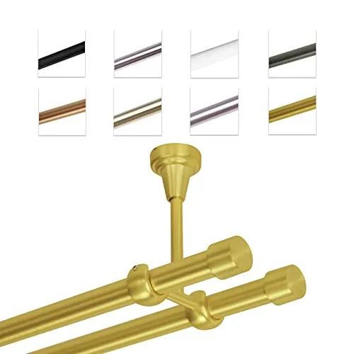 MDEKOR Gardinenstange 280 cm 2-läufig in gold von MDEKOR