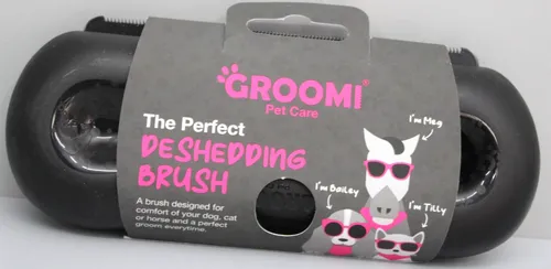 Groomi Enthaarungs- und Fellpflegebürste für Hunde, Katzen, Pferde schwarz Neu