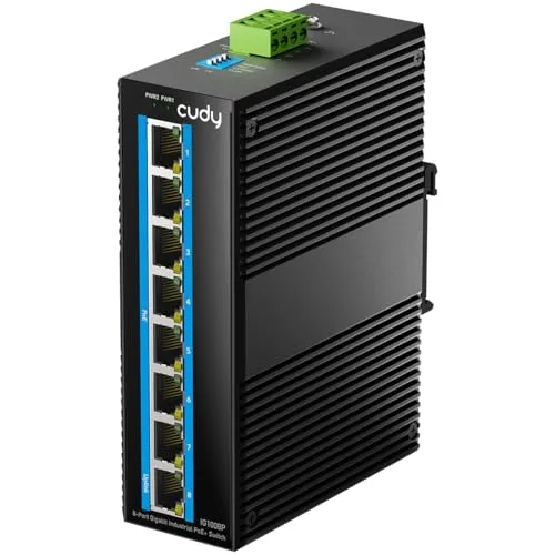 Cudy 8 Port Gigabit PoE-Industrienetzwerk-Switch, 802.3 at/af PoE, DIN-Schienen-Switch IP40, Schutz Vor Verkehrter Polung, Kurzschlussschutz, Broadcast-Sturm-Prävention, IG1008P