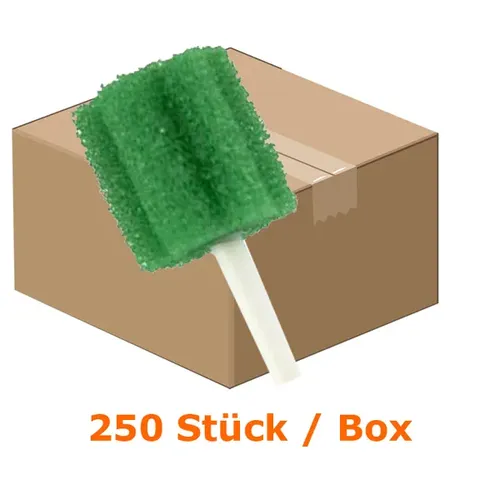 Zahnpflege Ampri Mundpflegestäbchen Neutral 250 Stück mit grünem Schaumstoffkopf, einzeln verpackt 09156-1