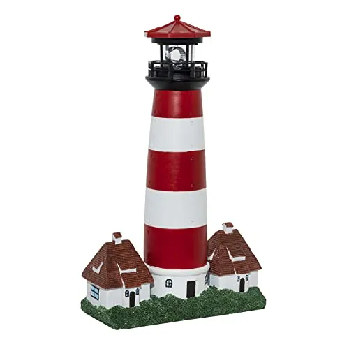 Haushalt International HI 70462 LED Solar Leuchtturm - Lampen - 43 cm hoher Leuchtturm mit rotierender LED-Beleuchtung, ideal für stimmungsvolle Gartenbeleuchtung und umweltfreundlich durch Solarenergie.
